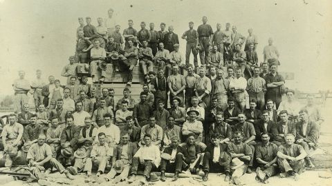 Historical photograph of quarry workers