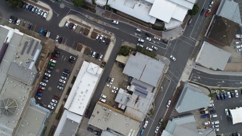 Aerial photograph of rooftops in the Batemans Bay CBD.
