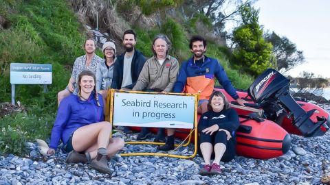 Researchers grouped together on Snapper Island 