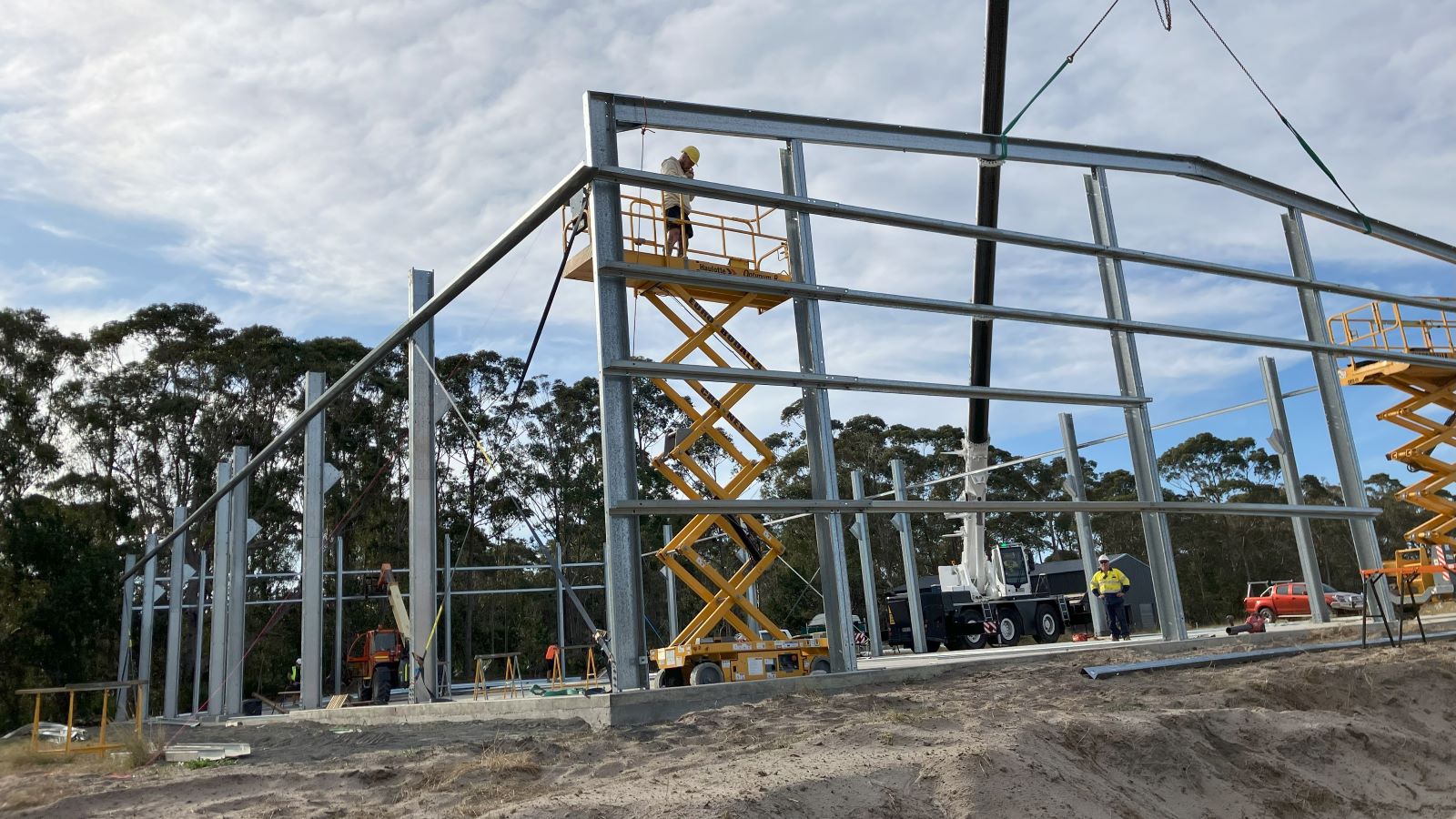 Image The Shellfish Hatchery nursery building at Moruya during its construction.