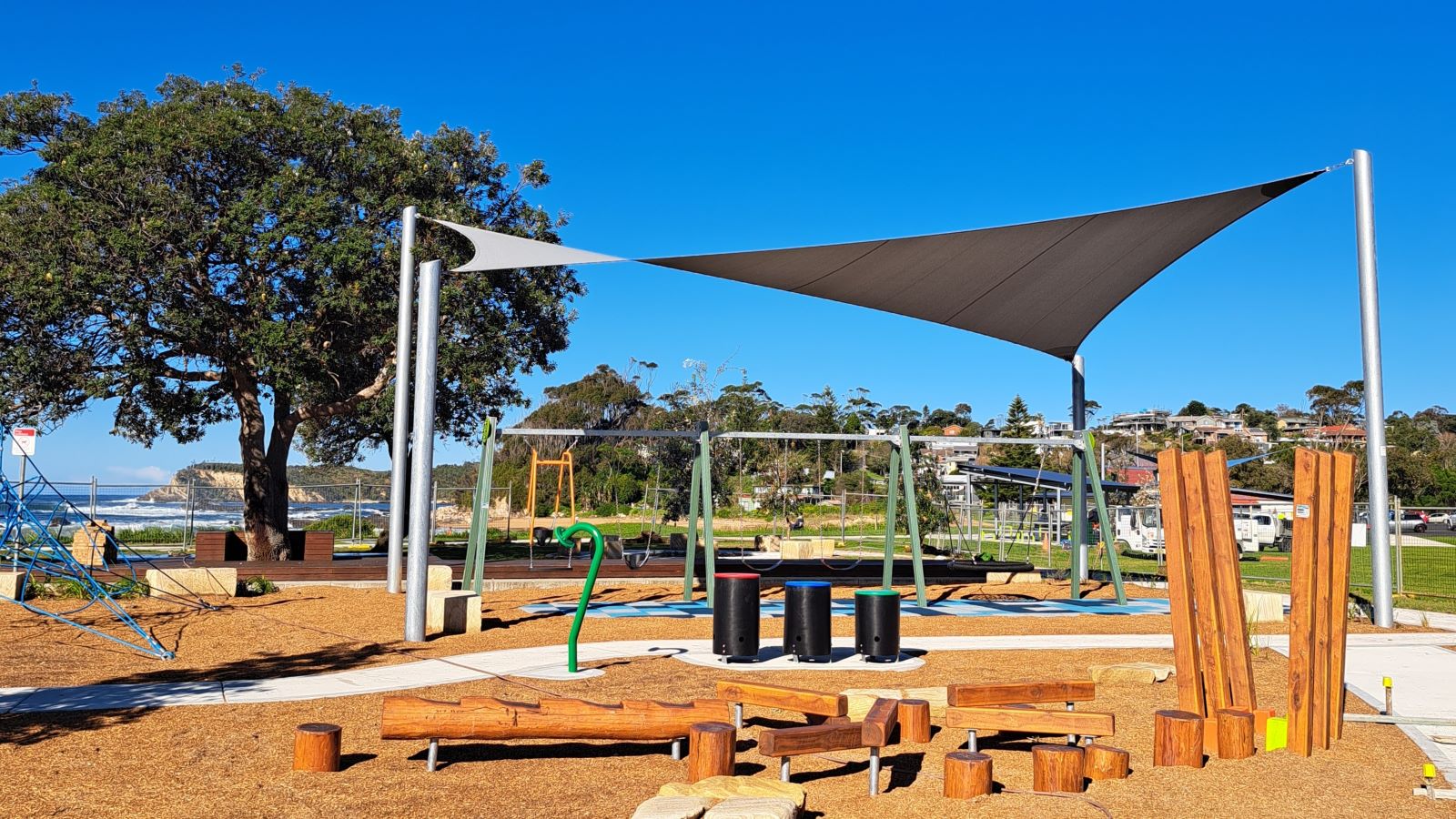 Image Shade sail over part of the playground at Malua Bay Beach Reserve