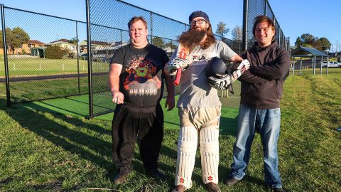 Sam, Eric and David McMahon at Moruya's Gundary Oval cricket nets