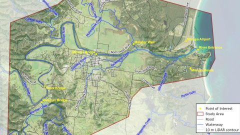 Map of the Moruya floodplain