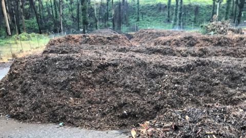 Large piles of mulch.