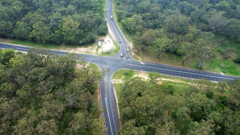 An overhead shot of crossroads