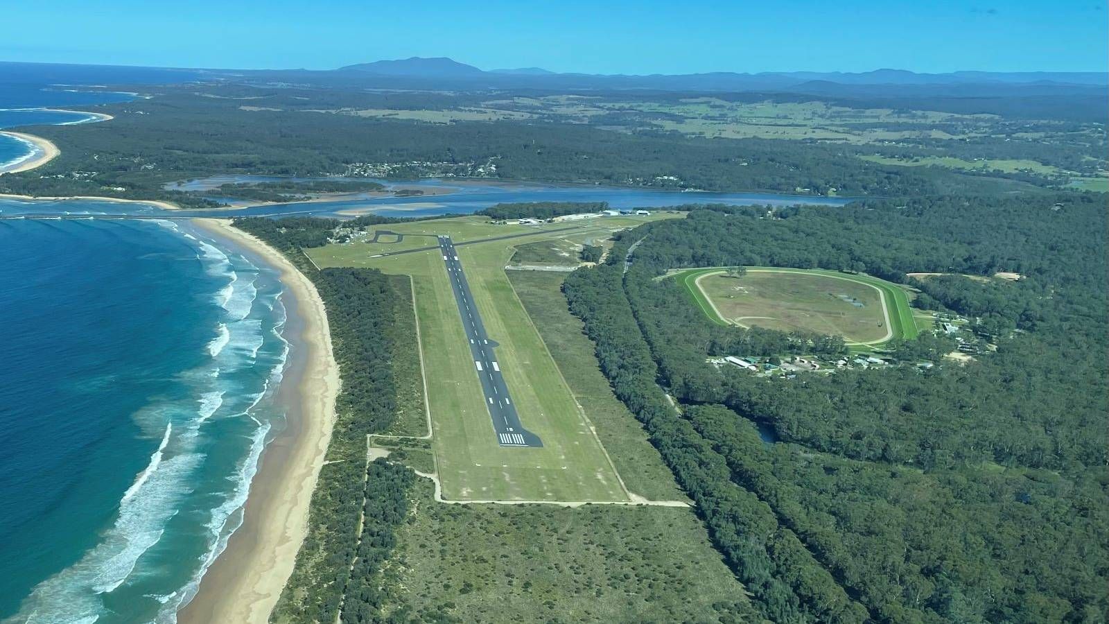 Moruya Airport runway as seen from the air banner image